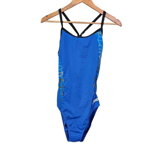 Arena Carbonite II Challenge Back One-Piece Swimsuit Royal Blue Size 36 NWT - Picture 2 of 6